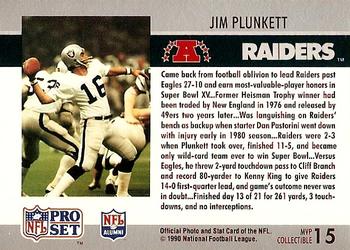 1990 Pro Set #15 Jim Plunkett Super Bowl MVP Collectibles