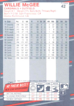 1988 Fleer #42 Willie McGee