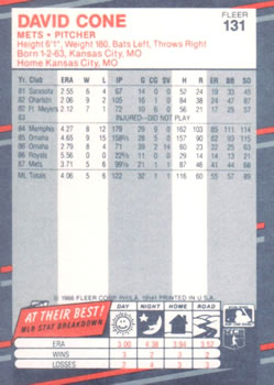 1988 Fleer #131 David Cone