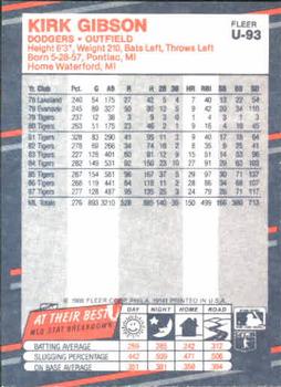 1988 Fleer Update #U-93 Kirk Gibson