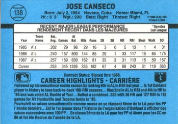 1988 Leaf #138 Jose Canseco