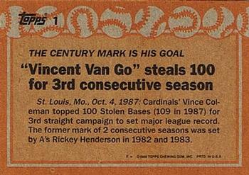 1988 Topps #1 Vince Coleman