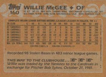 1988 Topps #160 Willie McGee