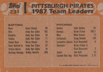 1988 Topps #231 Pirates Leaders