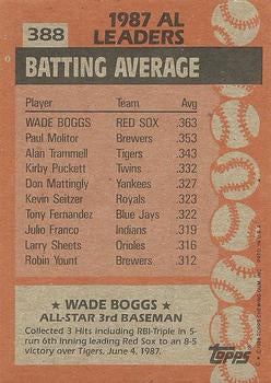1988 Topps #388 Wade Boggs