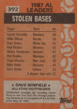 1988 Topps #392 Dave Winfield