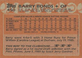 1988 Topps #450 Barry Bonds
