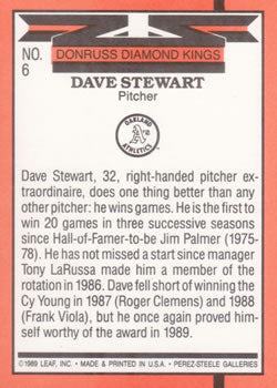 1990 Donruss #6 Dave Stewart