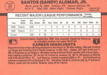 1990 Donruss #30 Sandy Alomar, Jr.