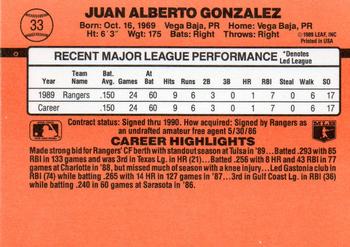 1990 Donruss #33 Juan Gonzalez