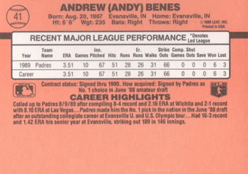 1990 Donruss #41 Andy Benes