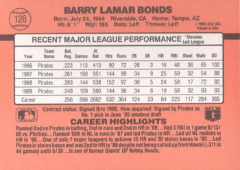1990 Donruss #126 Barry Bonds