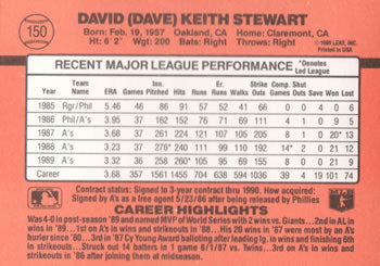 1990 Donruss #150 Dave Stewart