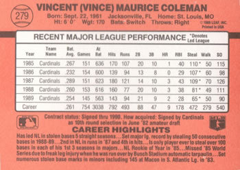 1990 Donruss #279 Vince Coleman