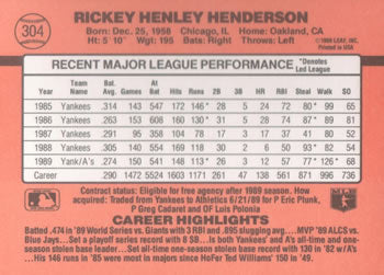 1990 Donruss #304 Rickey Henderson