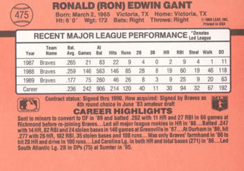 1990 Donruss #475 Ron Gant