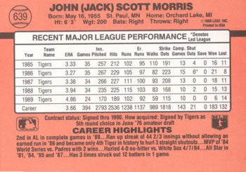 1990 Donruss #639 Jack Morris