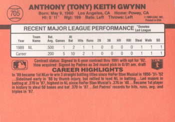 1990 Donruss #705 Tony Gwynn