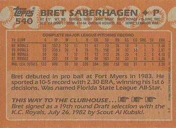 1988 Topps #540 Bret Saberhagen