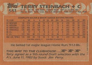 1988 Topps #551 Terry Steinbach