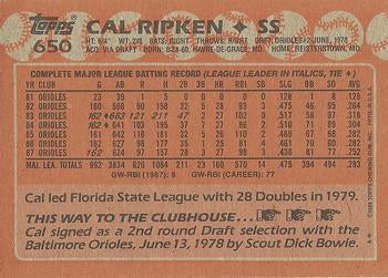 1988 Topps #650 Cal Ripken