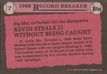 1989 Topps #7 Kevin McReynolds