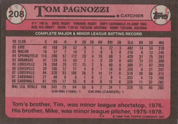 1989 Topps #208 Tom Pagnozzi