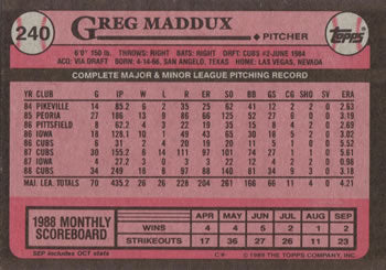 1989 Topps #240 Greg Maddux