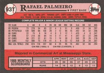 1989 Topps Traded #93T Rafael Palmeiro