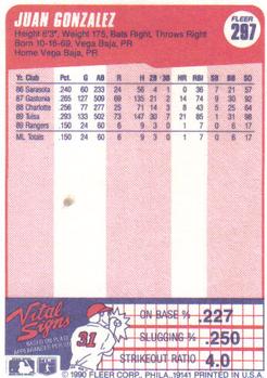 1990 Fleer #297 Juan Gonzalez