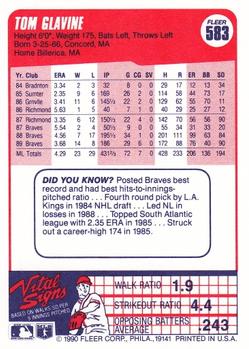1990 Fleer #583 Tom Glavine