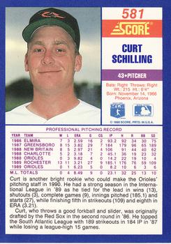 1990 Score #581 Curt Schilling