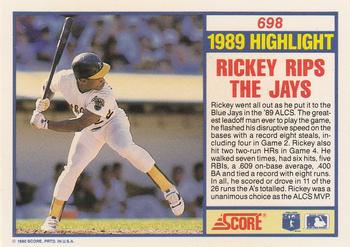 1990 Score #698 Rickey Henderson