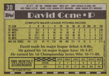 1990 Topps #30 David Cone