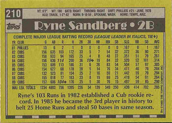 1990 Topps #210 Ryne Sandberg