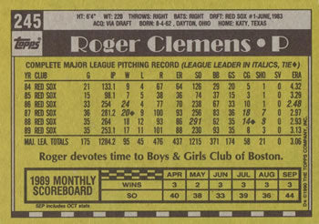 1990 Topps #245 Roger Clemens