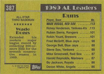 1990 Topps #387 Wade Boggs