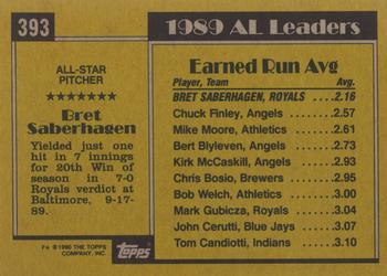 1990 Topps #393 Bret Saberhagen
