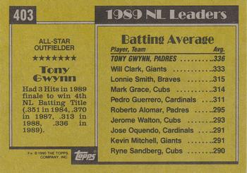 1990 Topps #403 Tony Gwynn