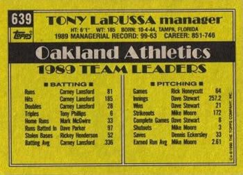 1990 Topps #639 Tony LaRussa
