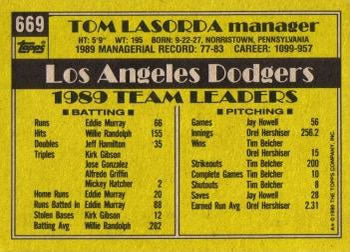 1990 Topps #669 Tom Lasorda