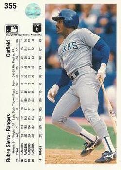 1990 Upper Deck #355 Ruben Sierra