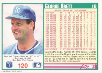 1991 Score #120 George Brett