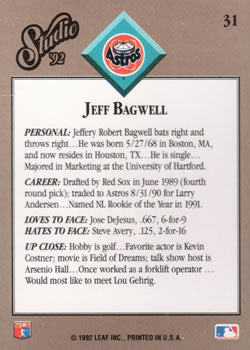 1992 Studio #31 Jeff Bagwell