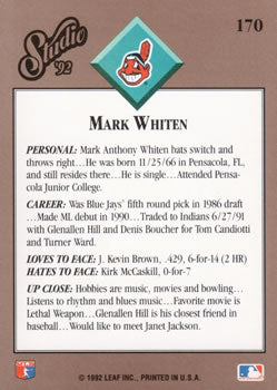 1992 Studio #170 Mark Whiten