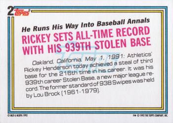 1992 Topps #2 Rickey Henderson