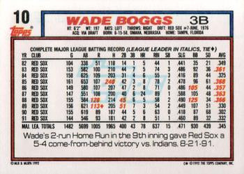1992 Topps #10 Wade Boggs