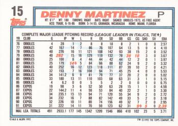 1992 Topps #15 Denny Martinez