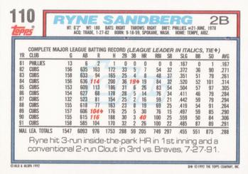 1992 Topps #110 Ryne Sandberg