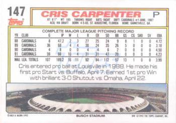 1992 Topps #147 Cris Carpenter